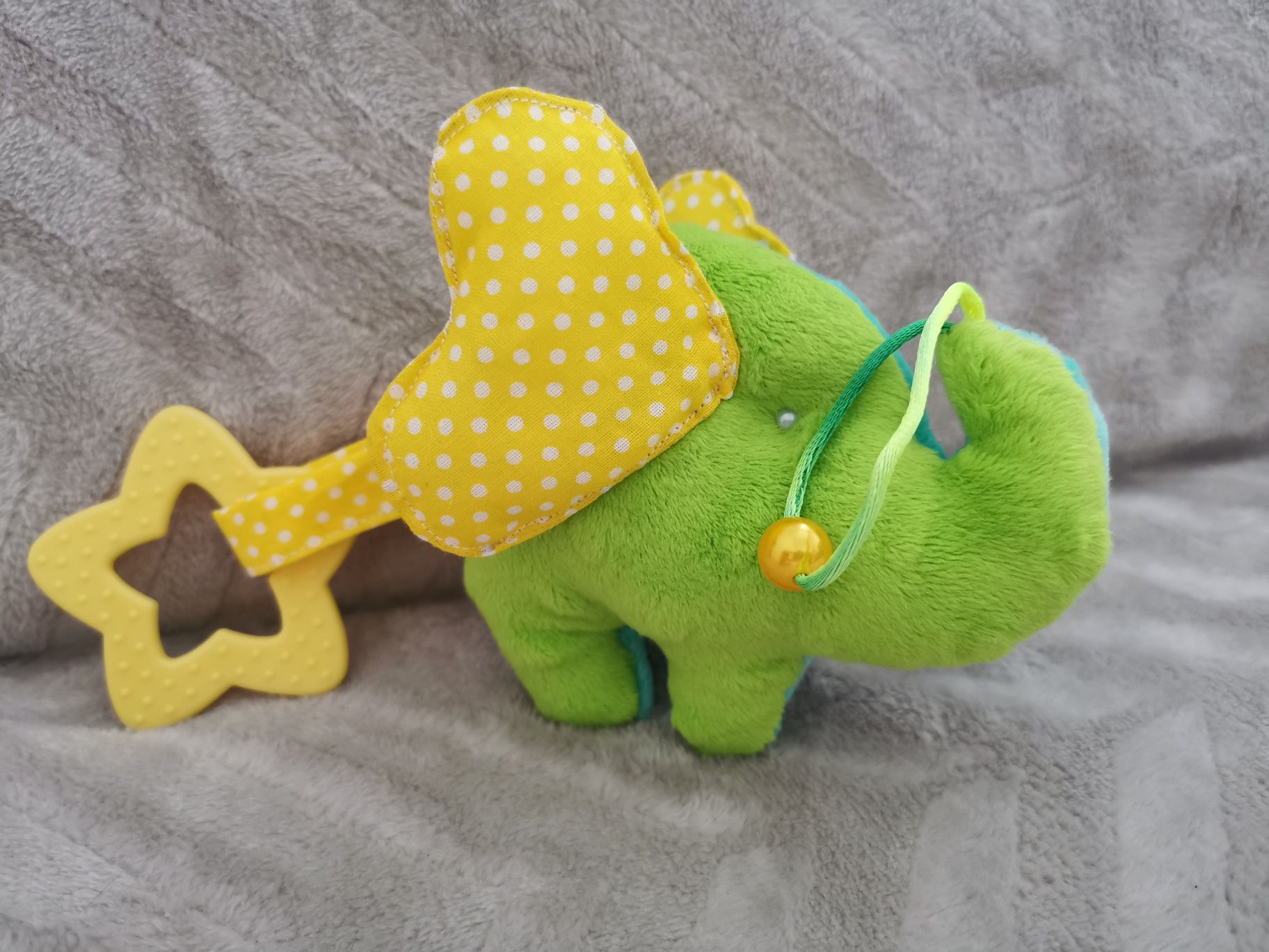 Słonik szczecią Arti zabawka sensoryczna dla niemowlaka 3w1 Hand made
