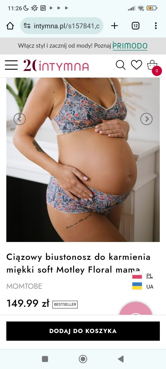 Bielizna ciążowa biustonosz ciążowy Momtobe