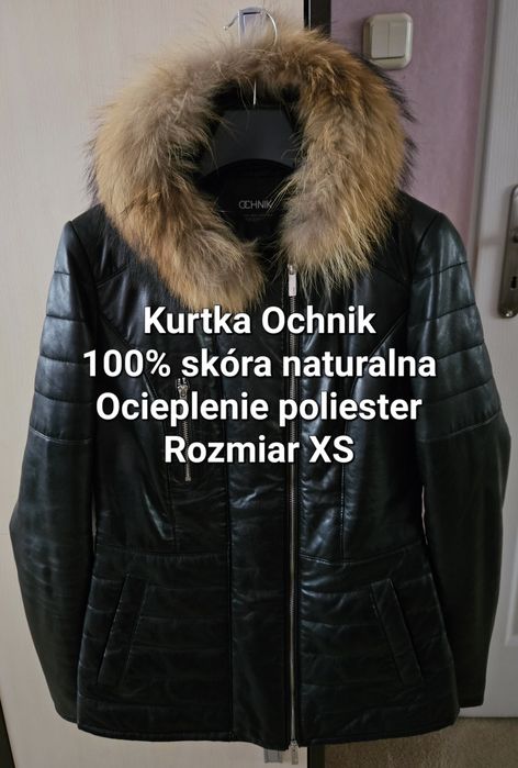 Kurtka skórzana XS Ochnik damska ocieplana kołnierz jenot