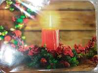 Mata stołowa 40x30 Stroik świąteczny z czerwoną świecą