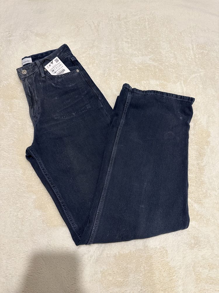Джинсы Zara с напылением, темно синие джинсы 32,34,36,38,40