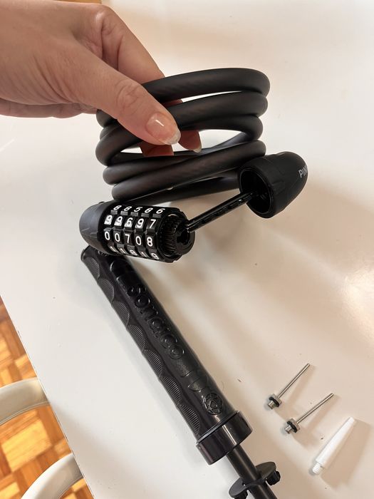 Bomba pneu bicicleta, corrente/cadeado