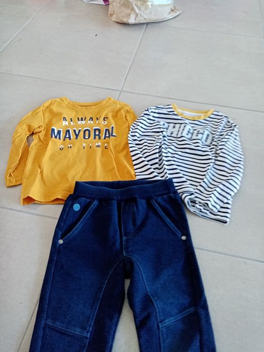 Calças boboli e sweat chicco e mayoral