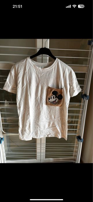 T-shirt  bege mickey bolso
