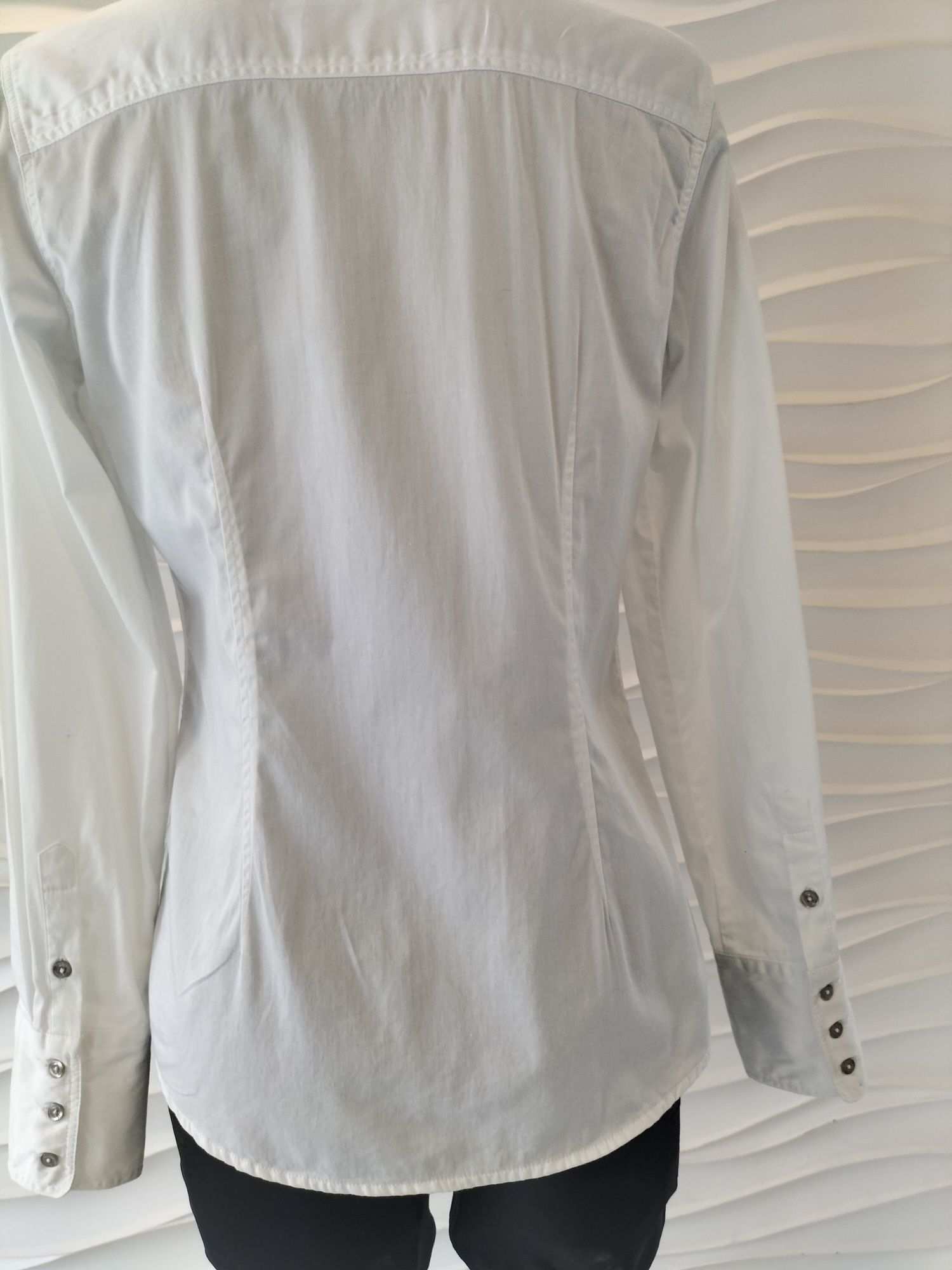 Biała koszula bluzka elegancka 34 XS cekinki