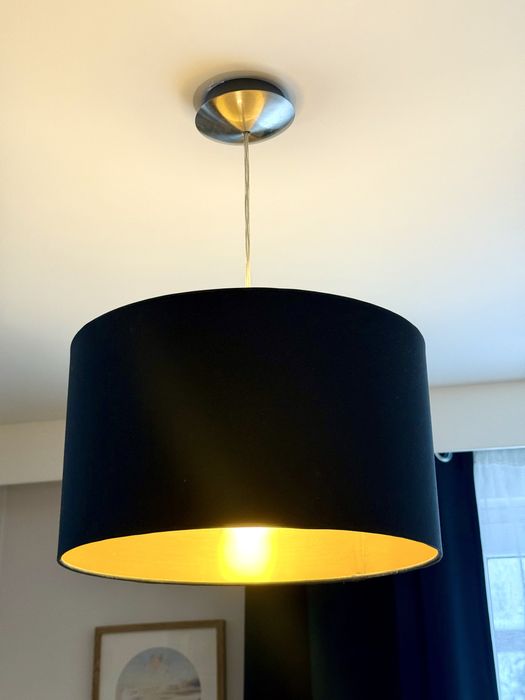 Lampa wiszaca abazur czarno zlota