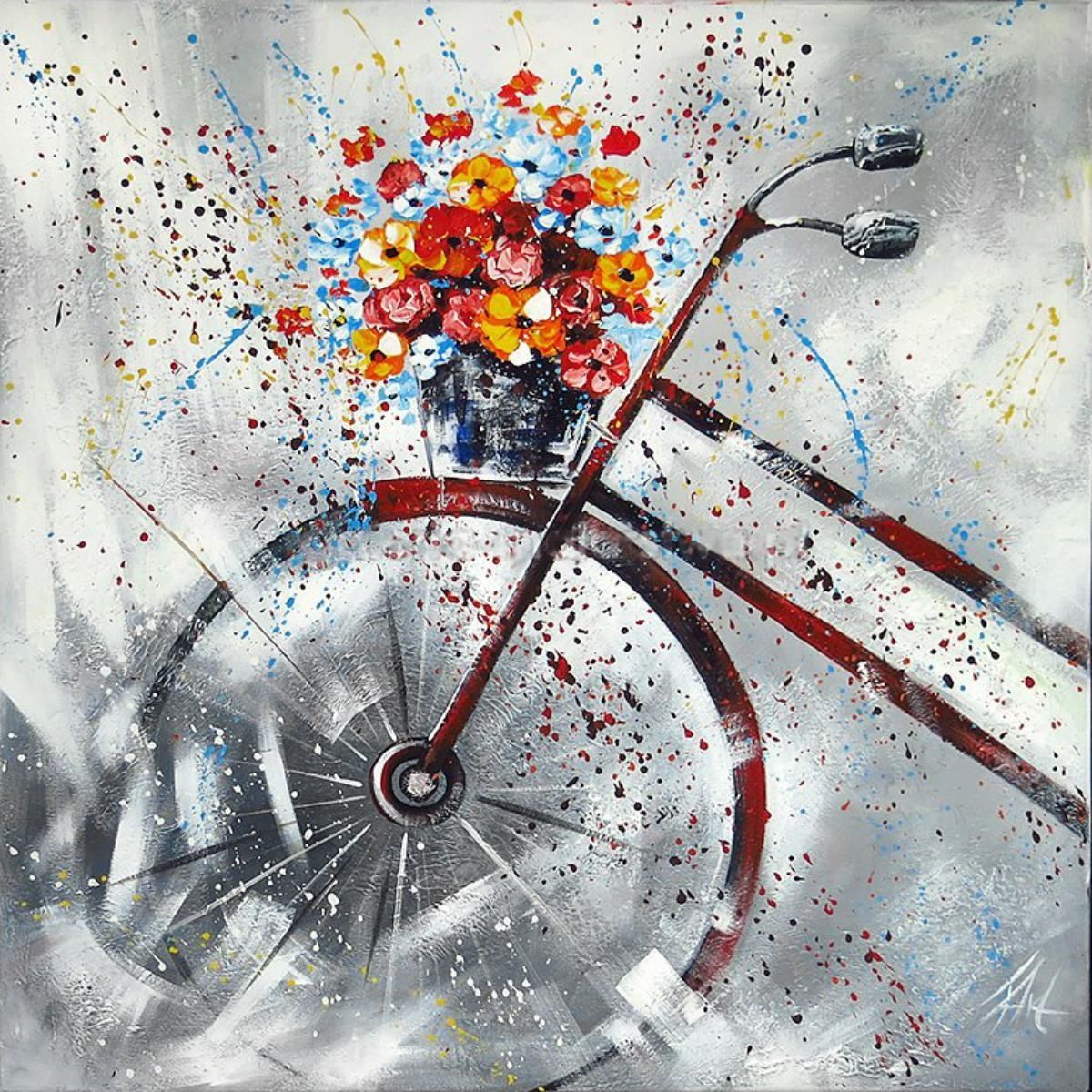 Obraz rower, ręcznie malowany