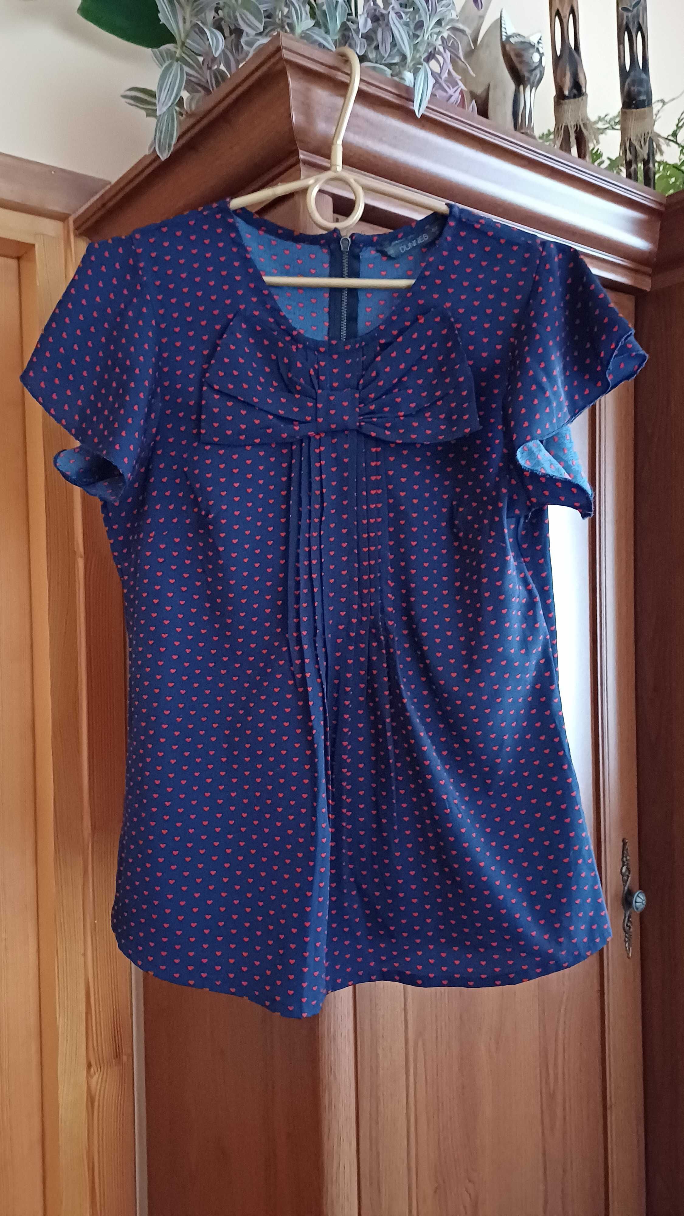 Granatowa bluzeczka DUNNES w serduszka r. 38 (M)