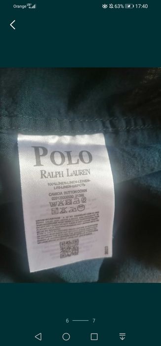 Koszula męska z lnu granatowa rozmiar XL - Ralph Lauren