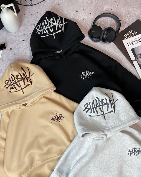 Тепле худі на флісі, оверсайз худі, стусі, stussy