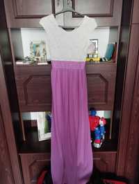 Плаття довге, біло-фіолетове