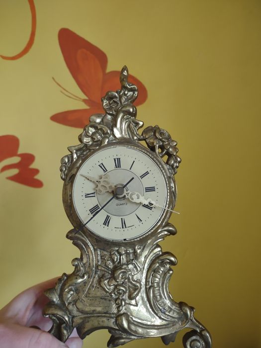 Mosiężny zegar kominkowy 26 cm