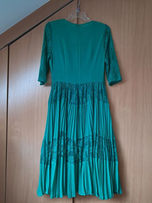 Suknia midi zielona plisowana r.36-38"asos.