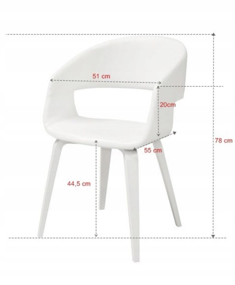 Komplet 4 krzeseł bialych z eco skory