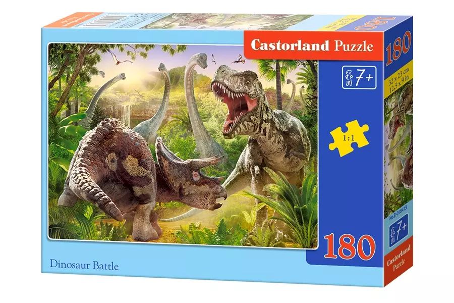 Puzzle 180 elementów. Walka dinozaurów. Castorland