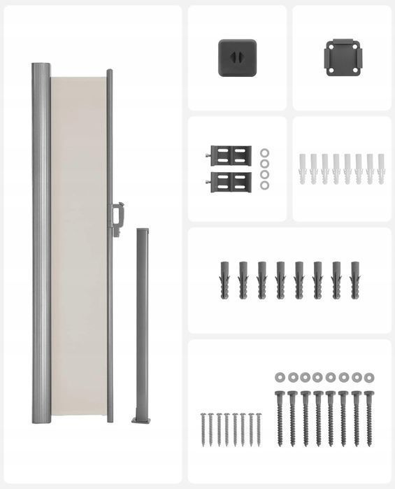 SONGMICS GSA205E Roleta boczna, zwijana beżowa, 2 x 3,5 m