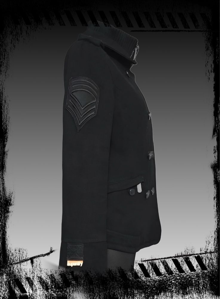 SUPERDRY JPN. P.Coat Navy - czarny krótki płaszcz/bosmanka M