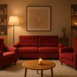 Zestaw wypoczynkowy w stylu retro – sofa rozkładana + 2 fotele