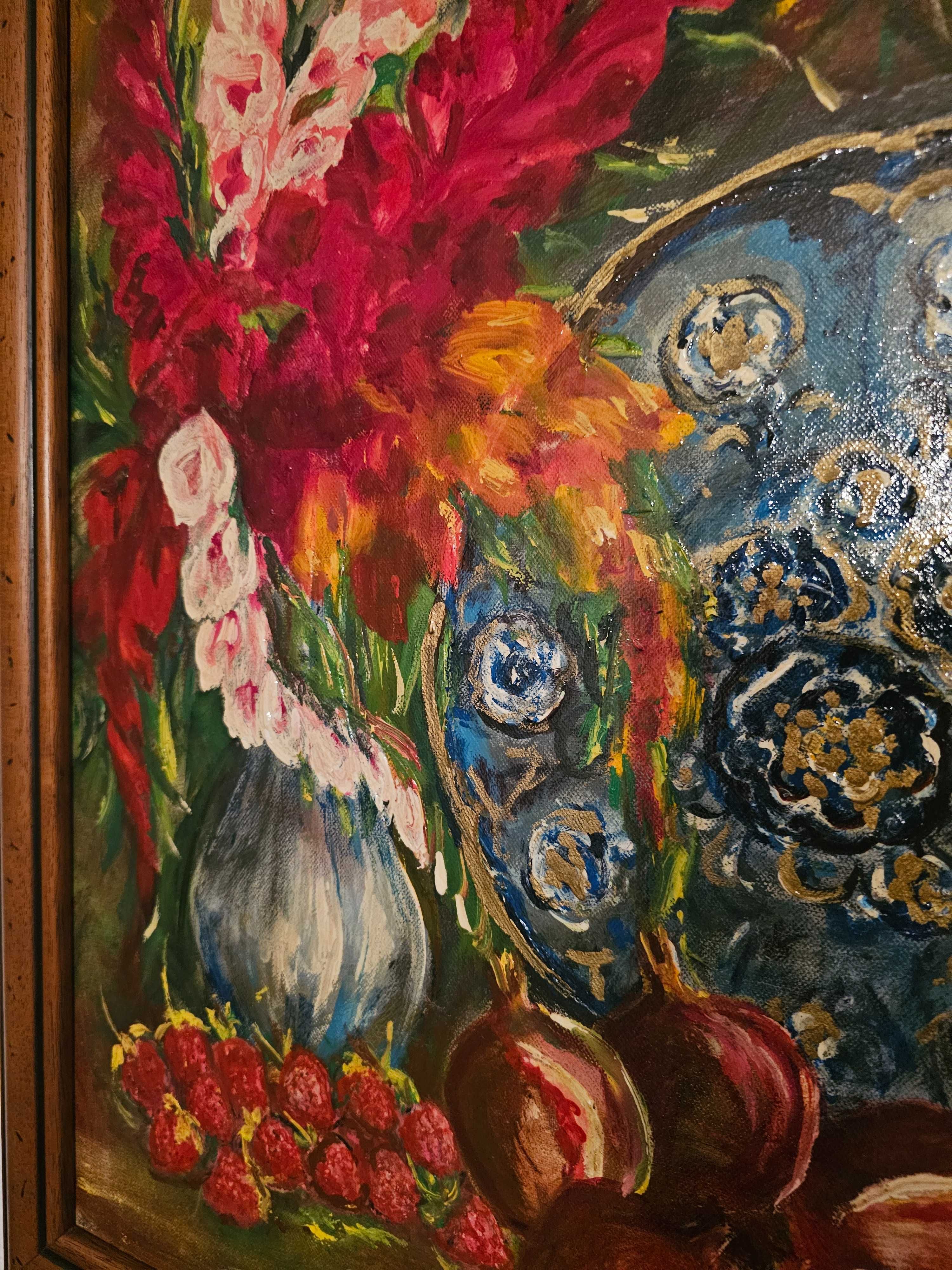 Quadro Vintage Frutas e Flores - Assinado S. Guerra