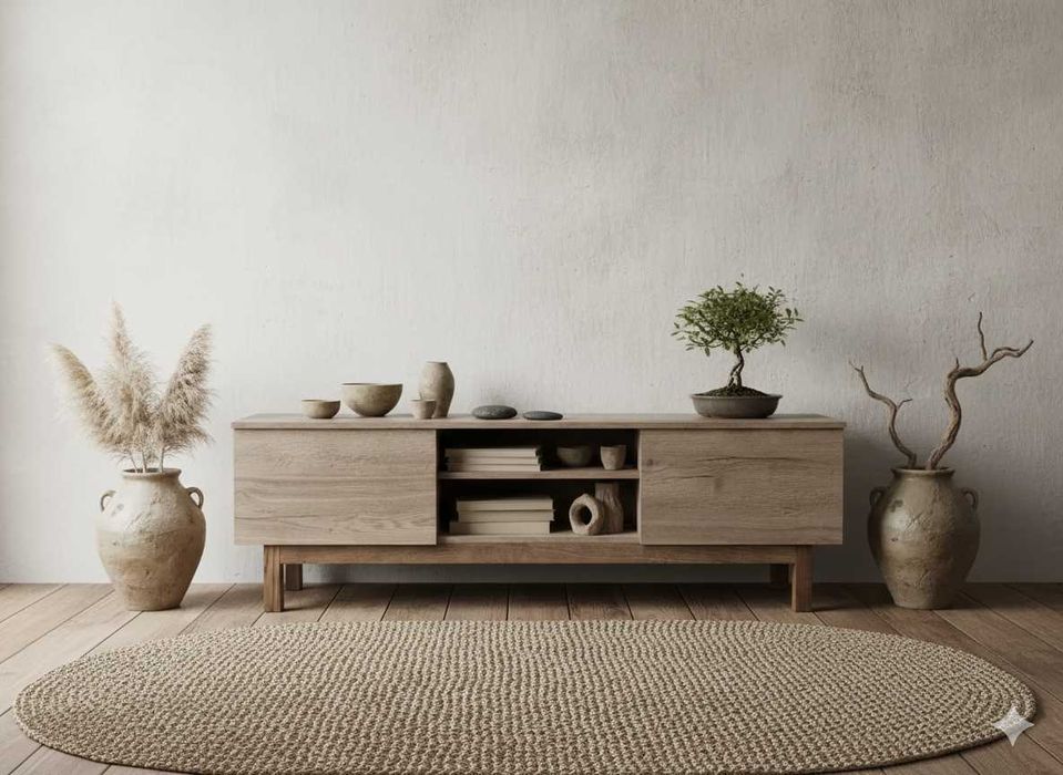 Szafka RTV na drewnianych nogach