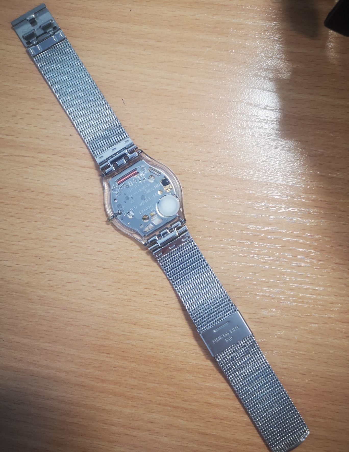 Zegarek swatch skin super cienki srebrny bransoletka mesh