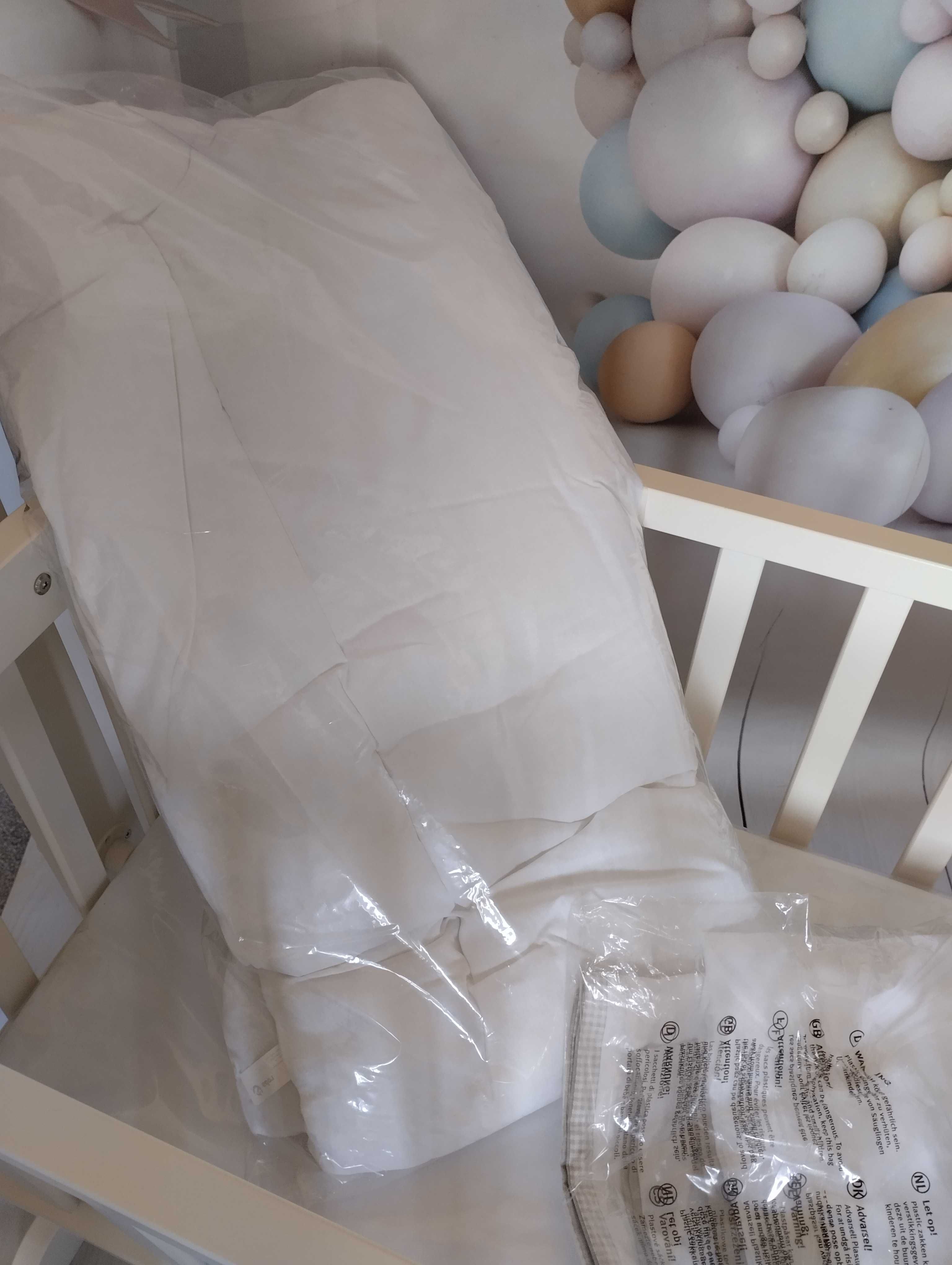 Kołyska łóżeczko Roba biała z wyposażeniem materac pościel baldachim