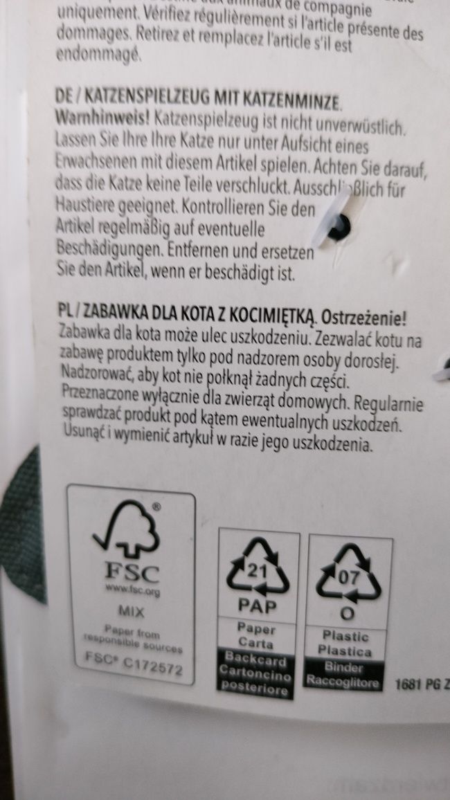 Zabawki dla kota z kocimiętką Nowe