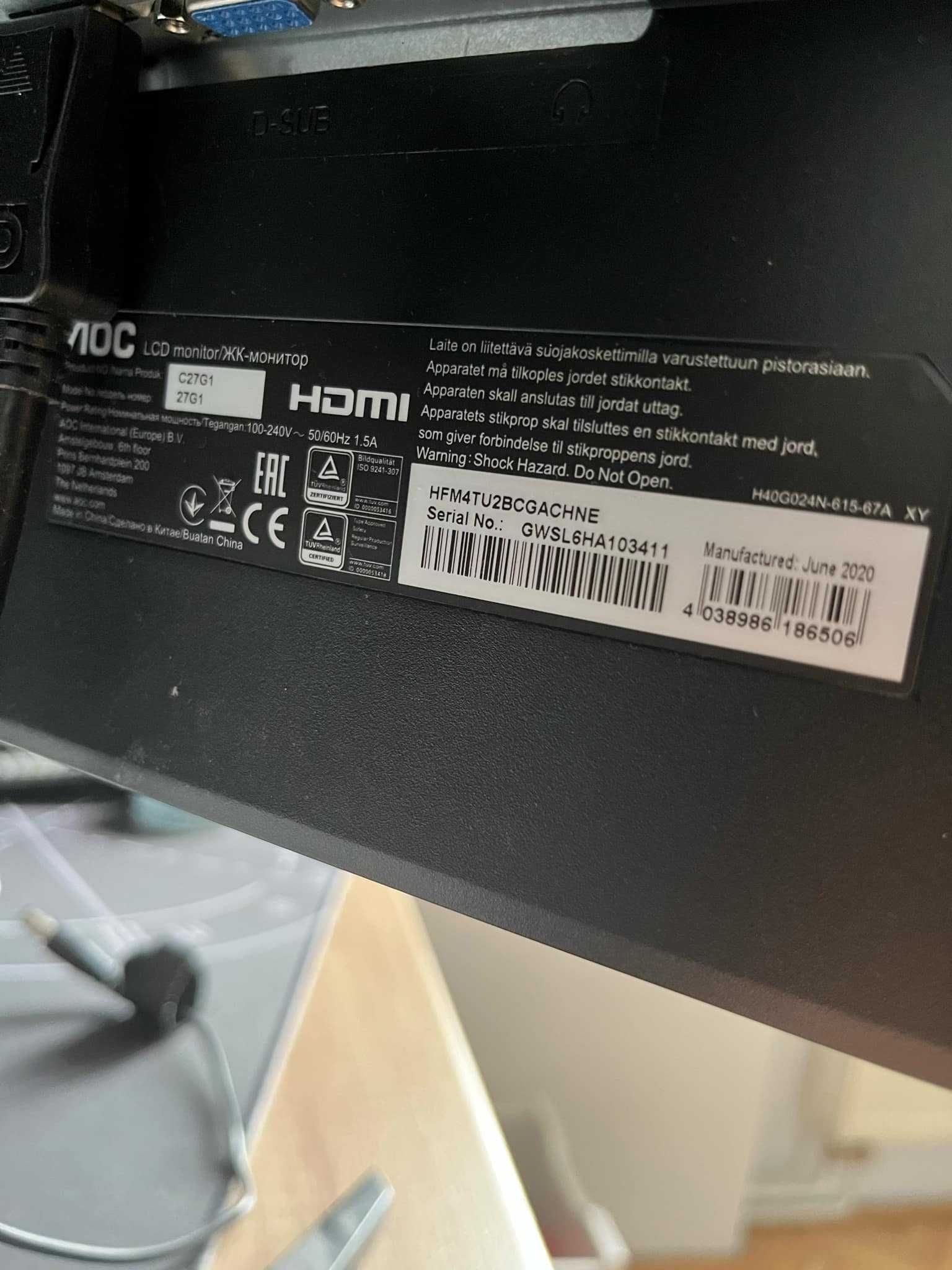 Monitor AOC 27" c27g1 144hz