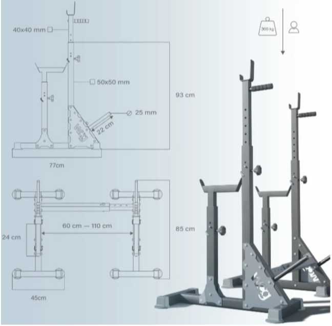 Лавка жиму під штангу зі стійками WT3311 Скамья жима Лава Стійки