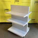Двосторонні острівні торгові металеві стелажі з полицями бу в магазин
