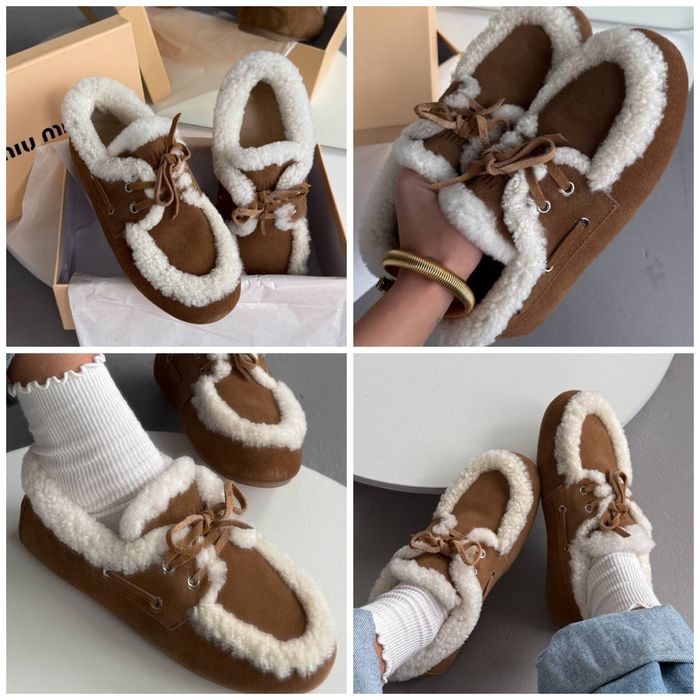 р36-41 Лофери Miu Loafers Winter Black Beige Grey Chestnut