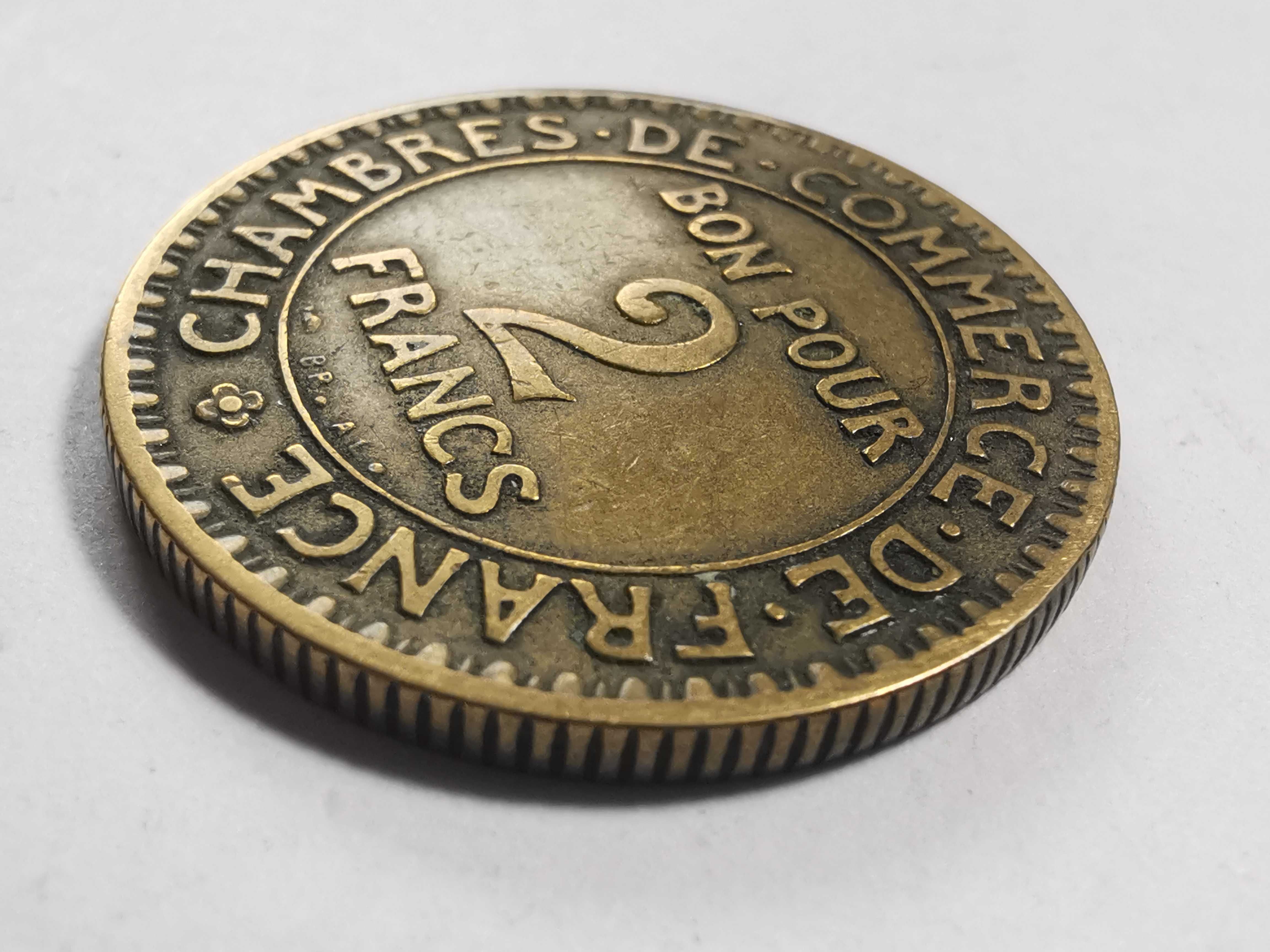2 francs 1922 - franki, Chambre de Commerce, Francja - ładny stan