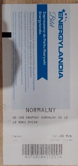 bilet do energylandii dla jednej osoby