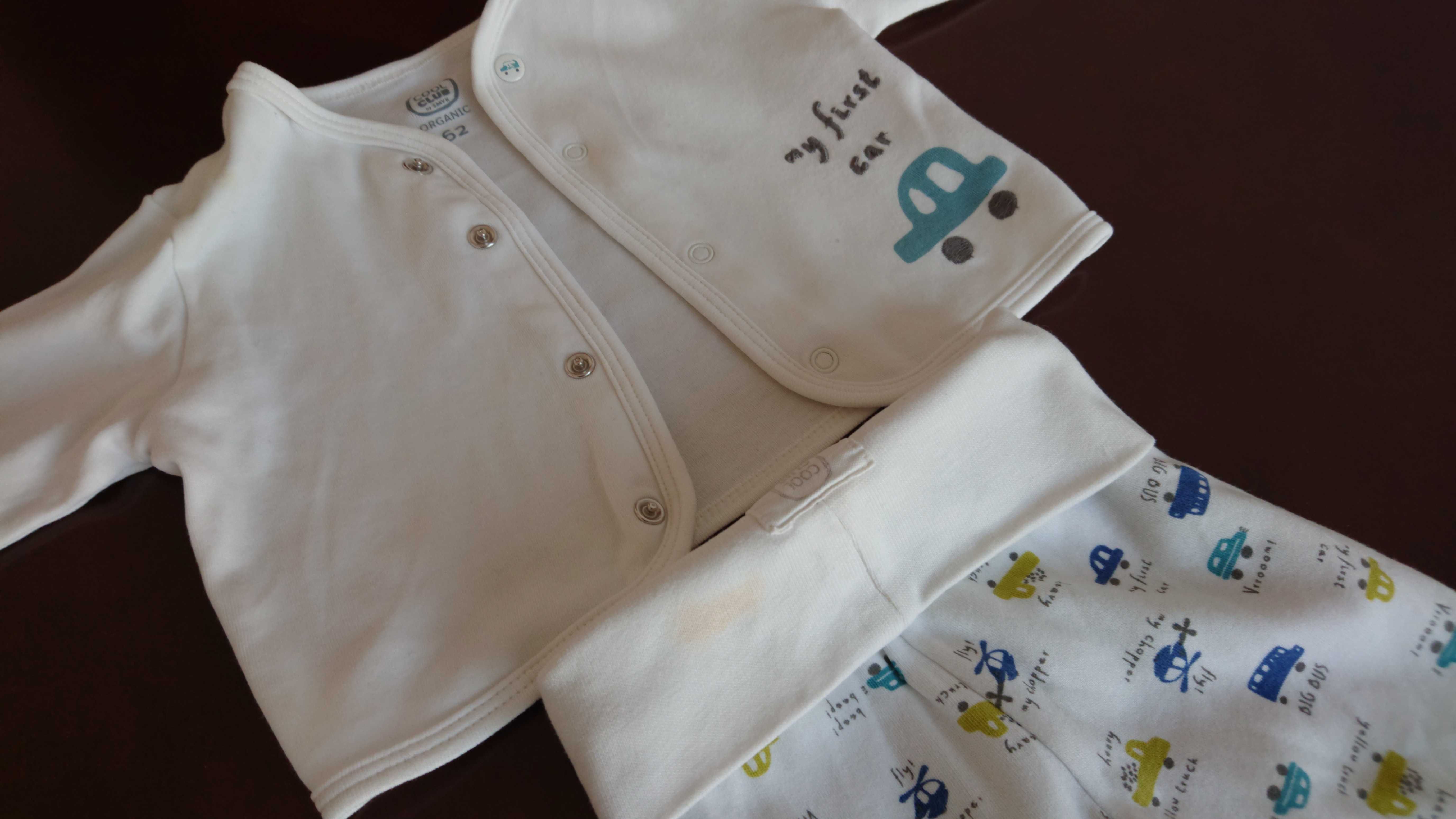 Komplet ze Smyka - półśpiochy i koszulka niemowlęca, r. 62