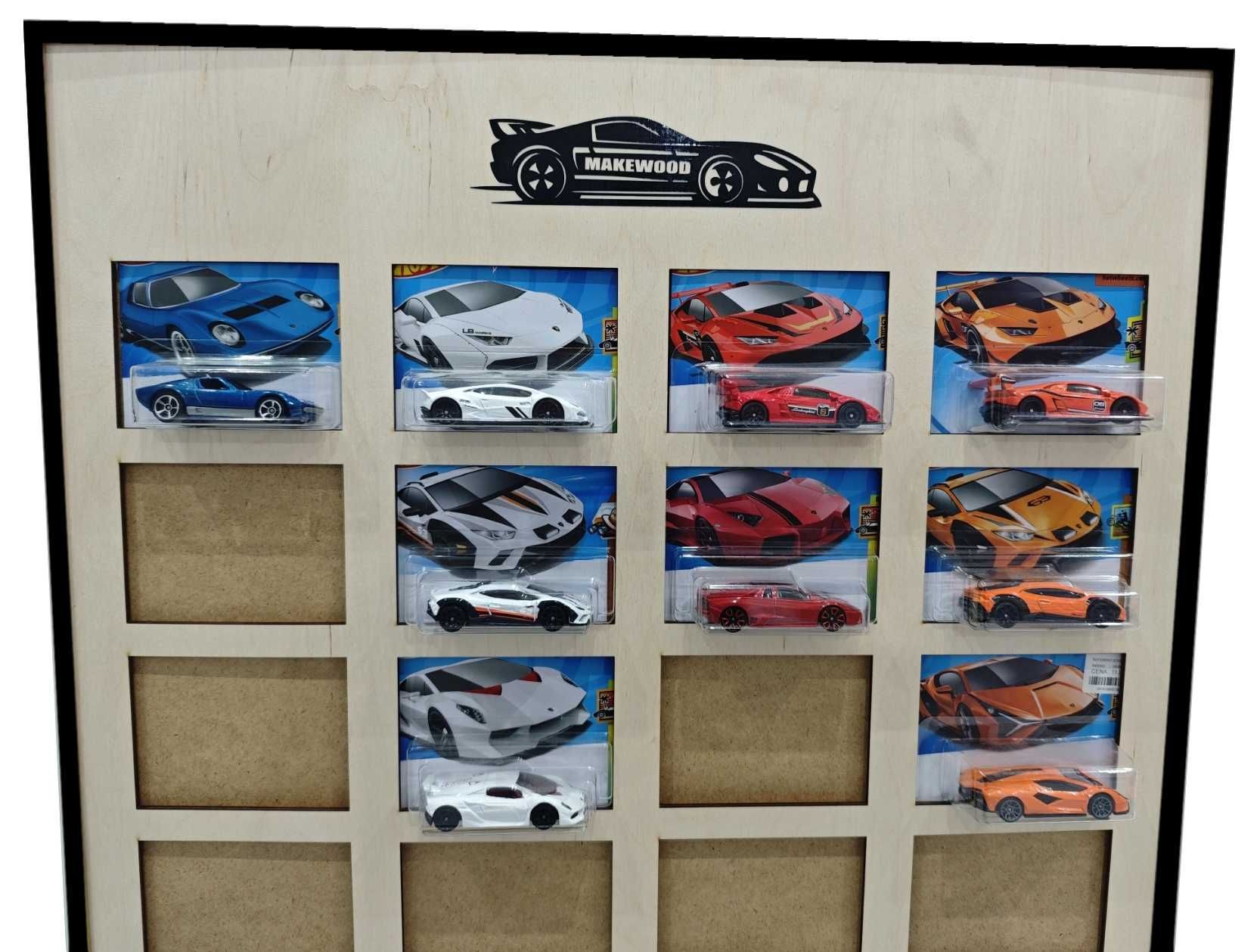 Ramka półka do modeli Hot Wheels main duże okienka na 28 modeli