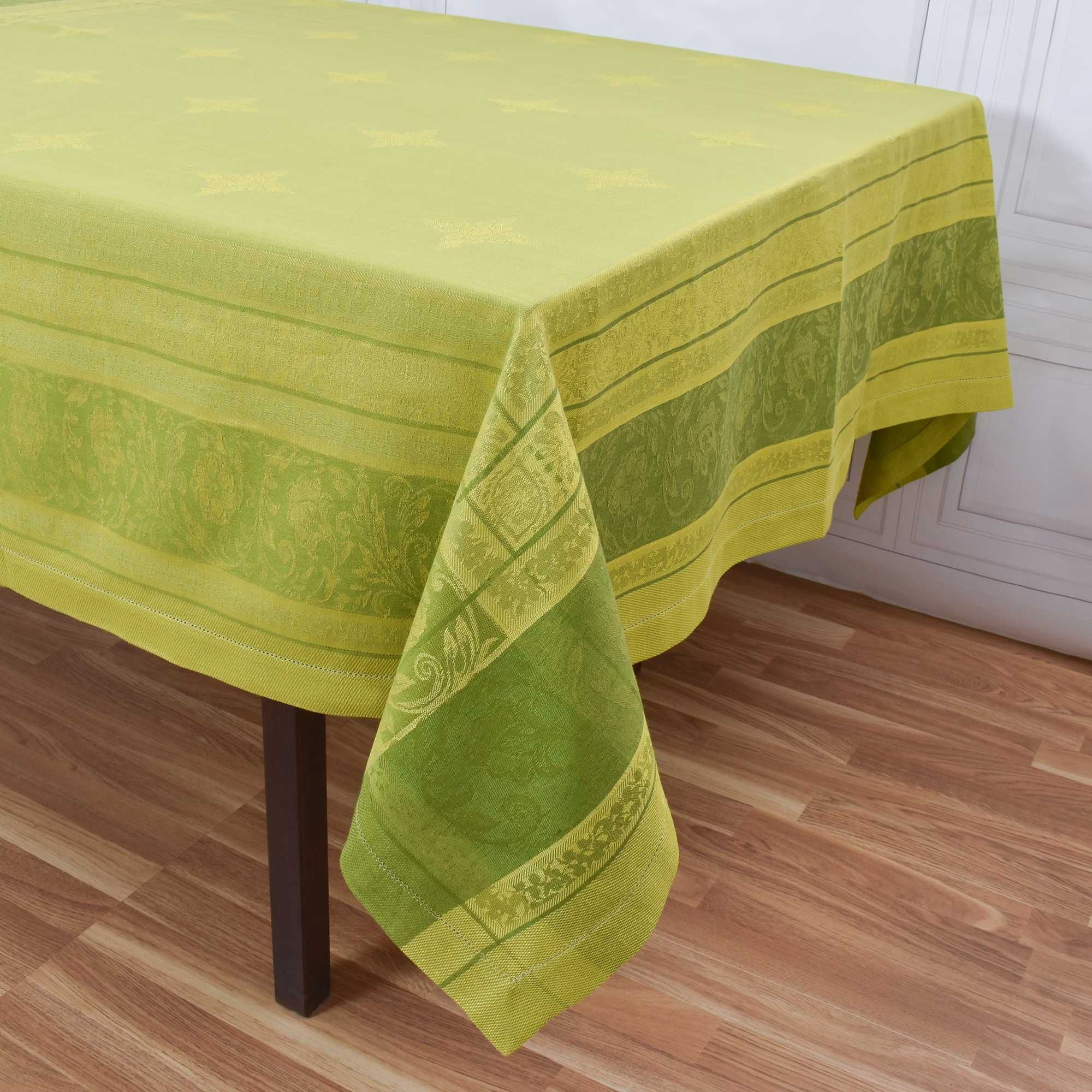 TM verde, grande rectangular 178x300, jacquard, meio linho. Luxo