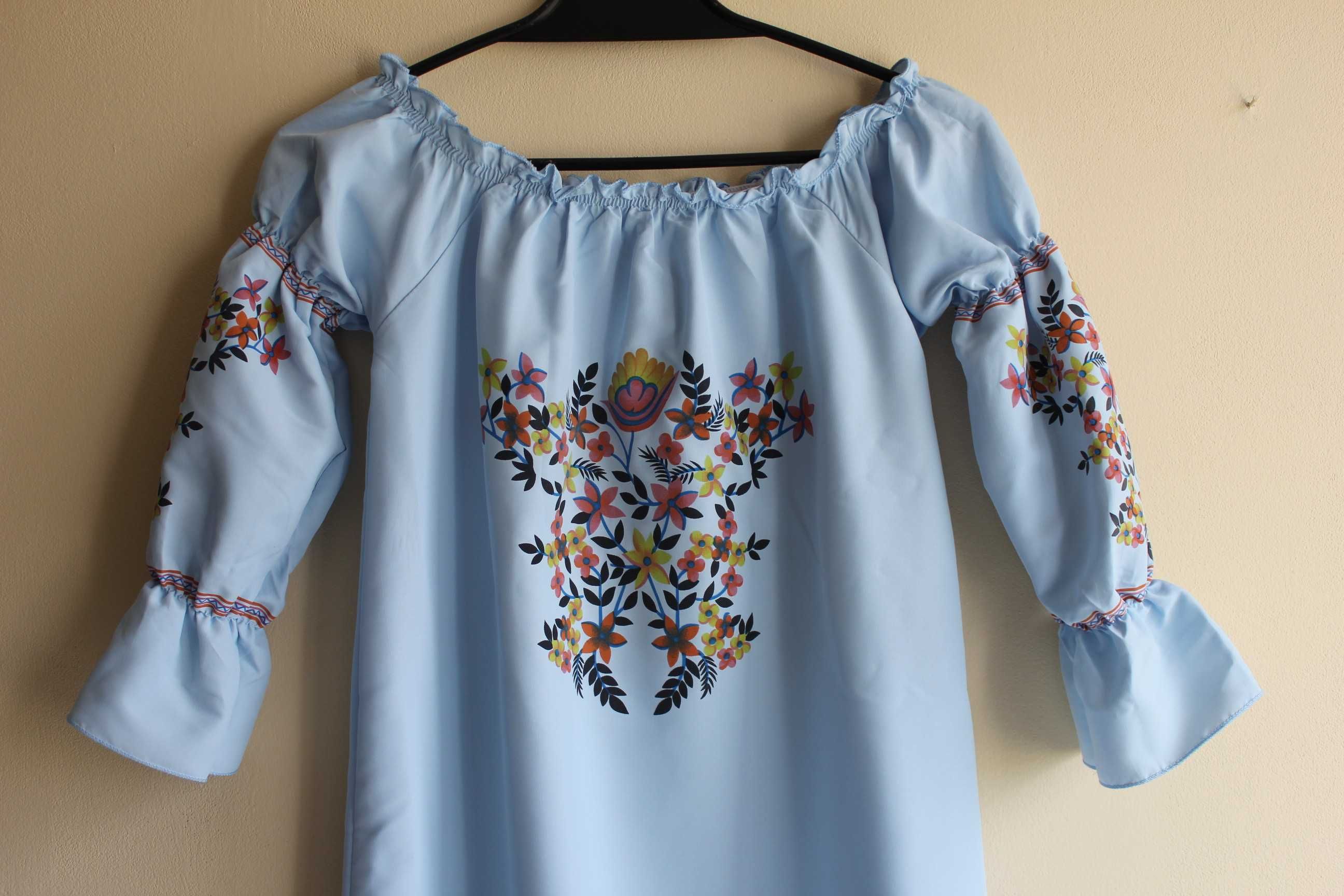Letnia błękitna sukienka hiszpanka S