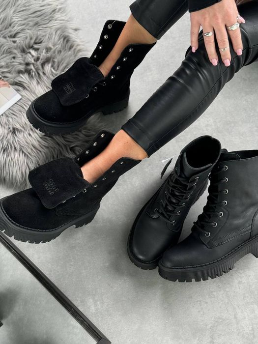 Женские кожаные ботинки Miu Miu