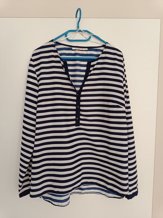 Bluzka damska z długim rękawem w marynarskim stylu