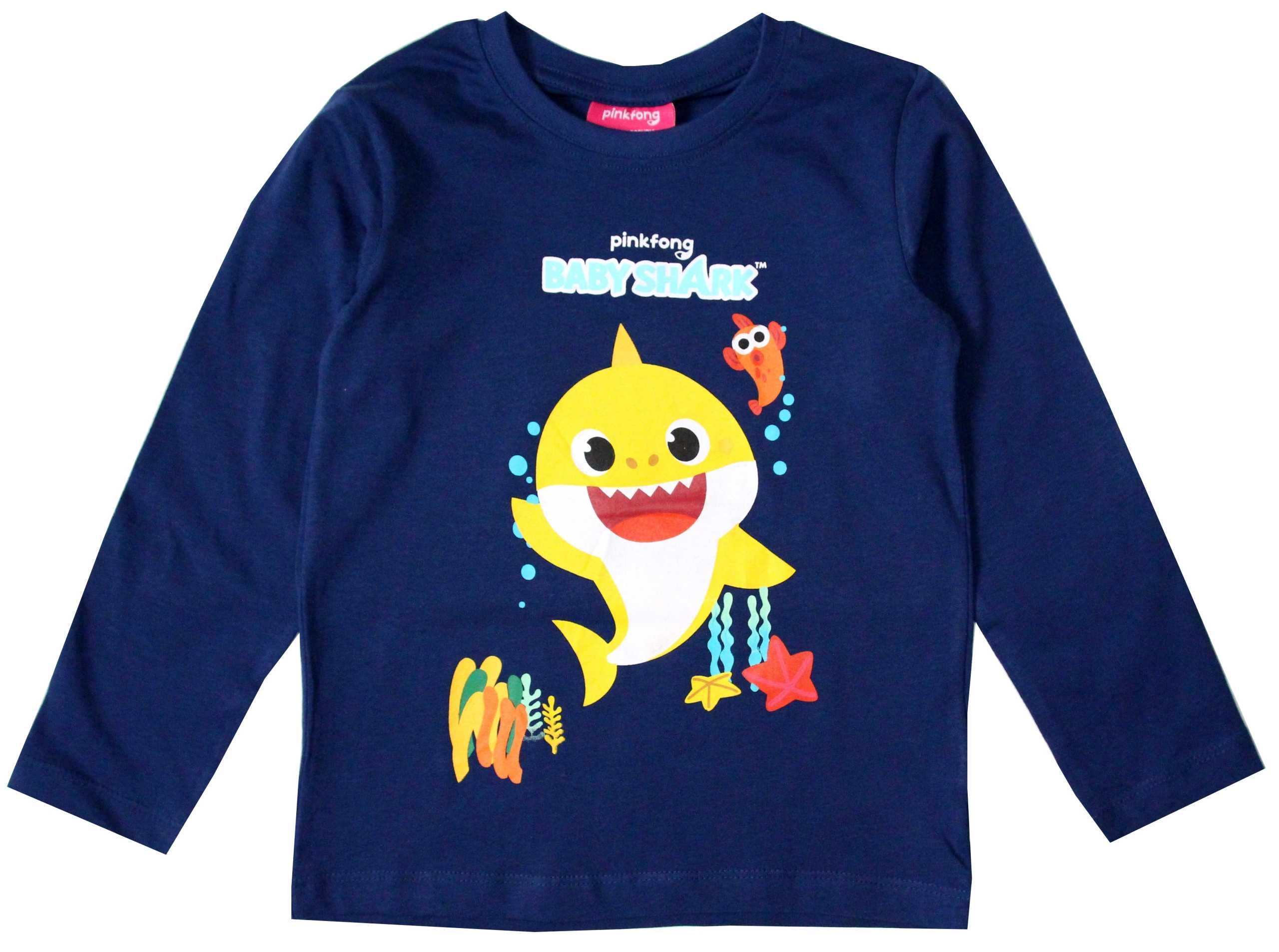 BABY SHARK bluzka t-shirt koszulka dł rękaw granat 116