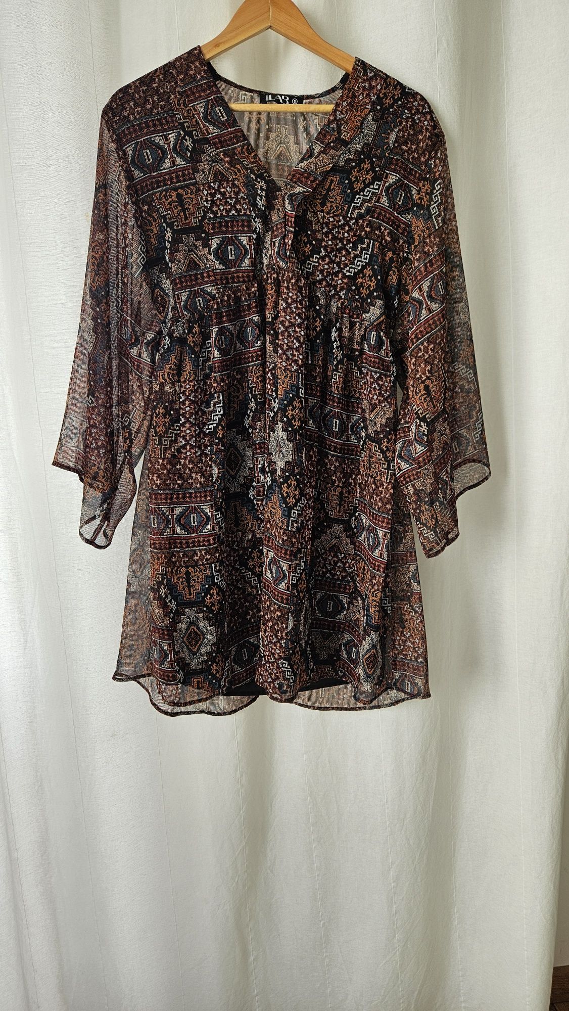 Sukienka boho S/M, r. 36, wraz z kamizelka oversize