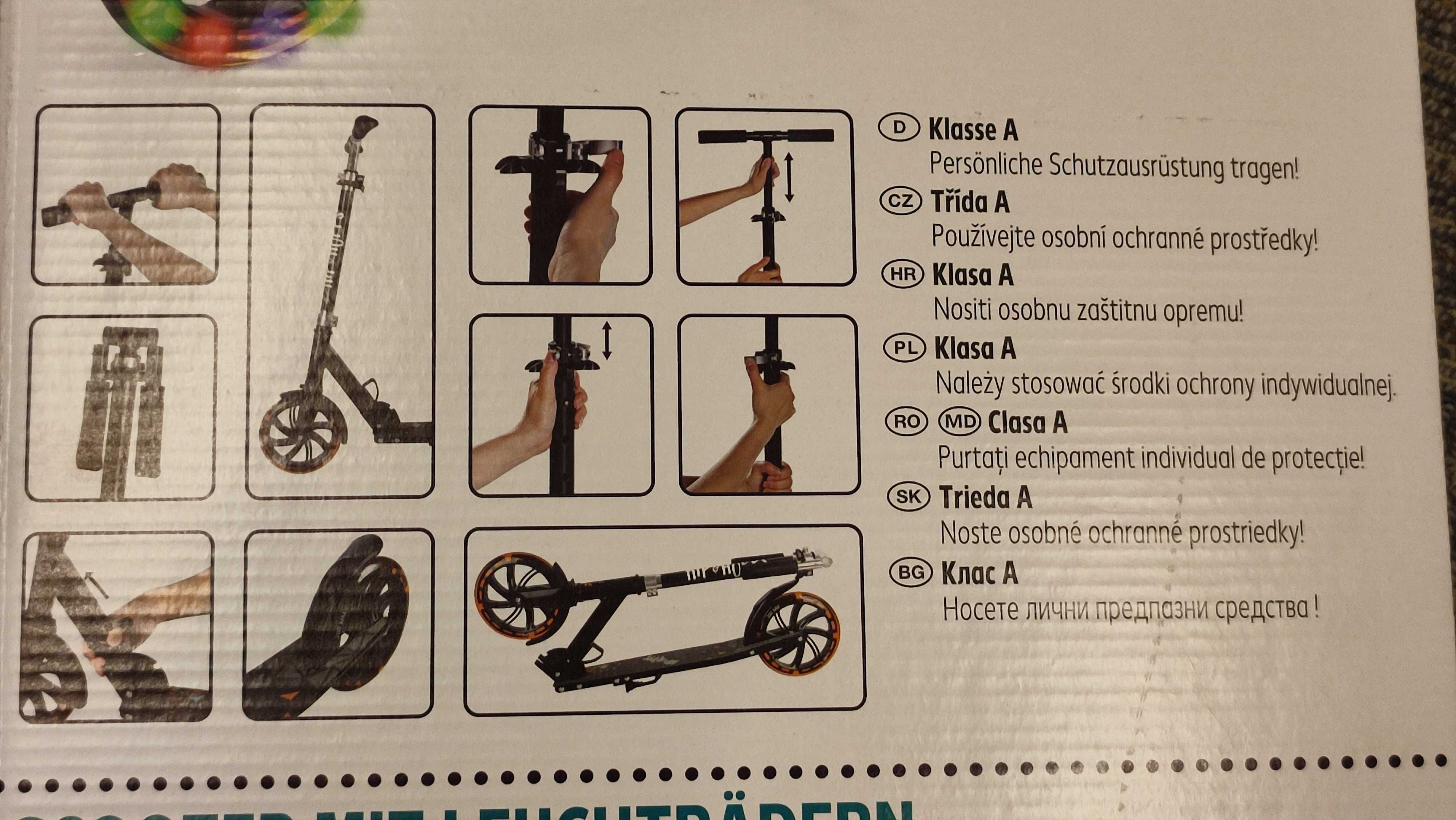 Hulajnoga Hip Hoops świecące koła 20 cm składana dzwonek lampka