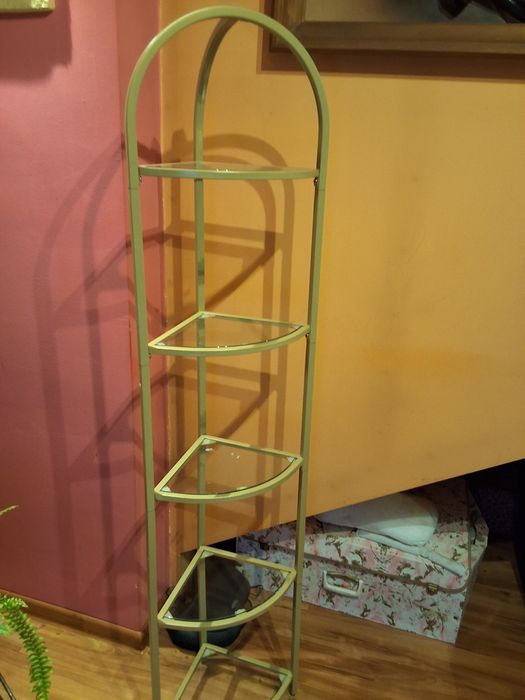 Regał narożny biurowy Szkło chartowane 5 poziomów