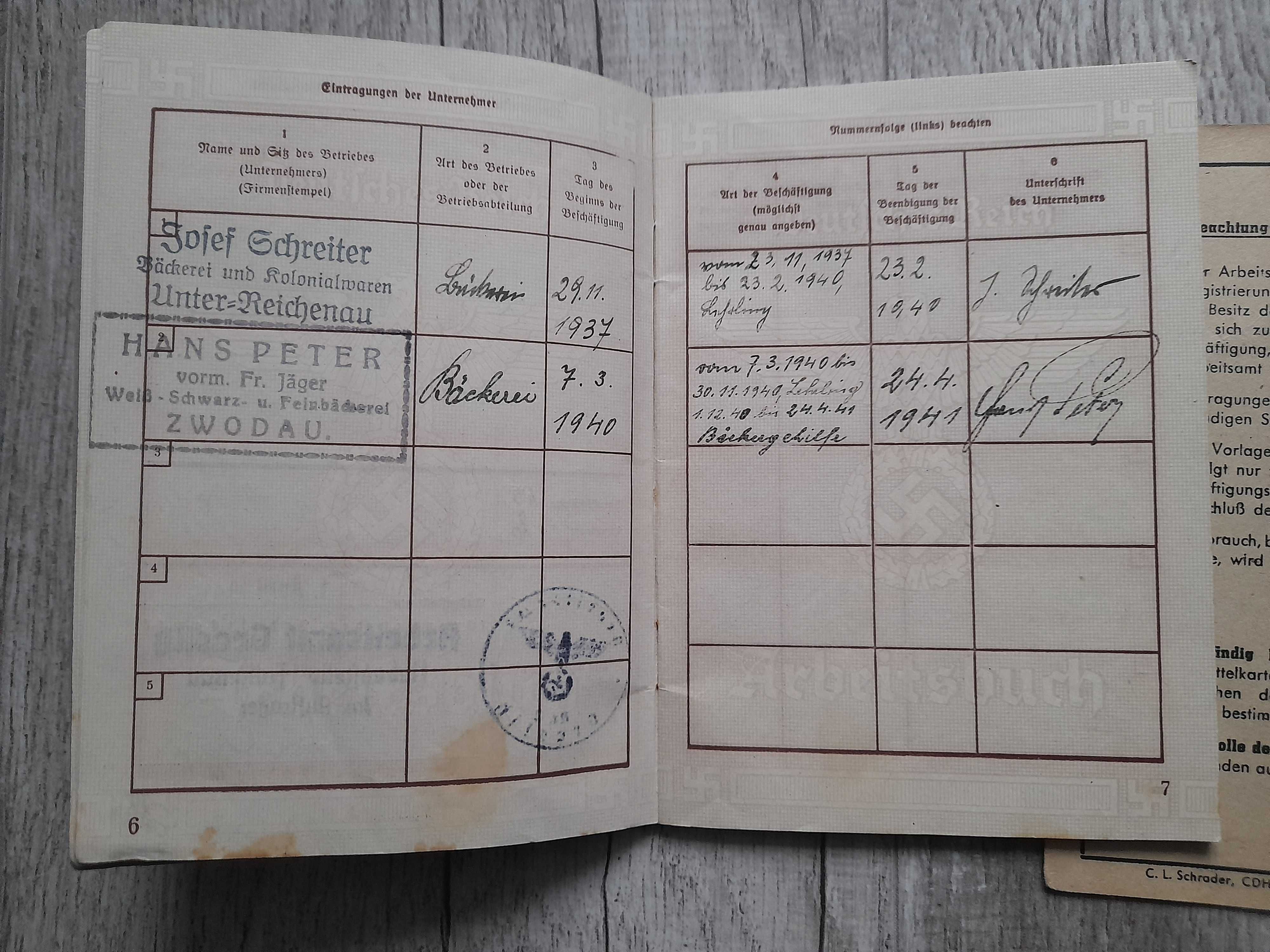 książka pracy arbeitsbuch rzesza i arbeits pass Niemcy,