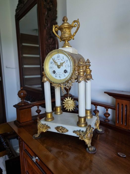 Zegar kominkowy antyczny zabytkowy ze Szwajcarii ANTYK XIX/XX wiek.