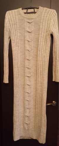 Платье шерстяное вязаное, мягкая резинка