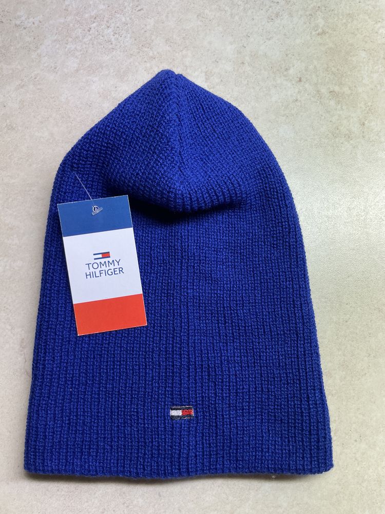 Czapka damska Tommy Hilfiger Typu smerfetka Chabrowa