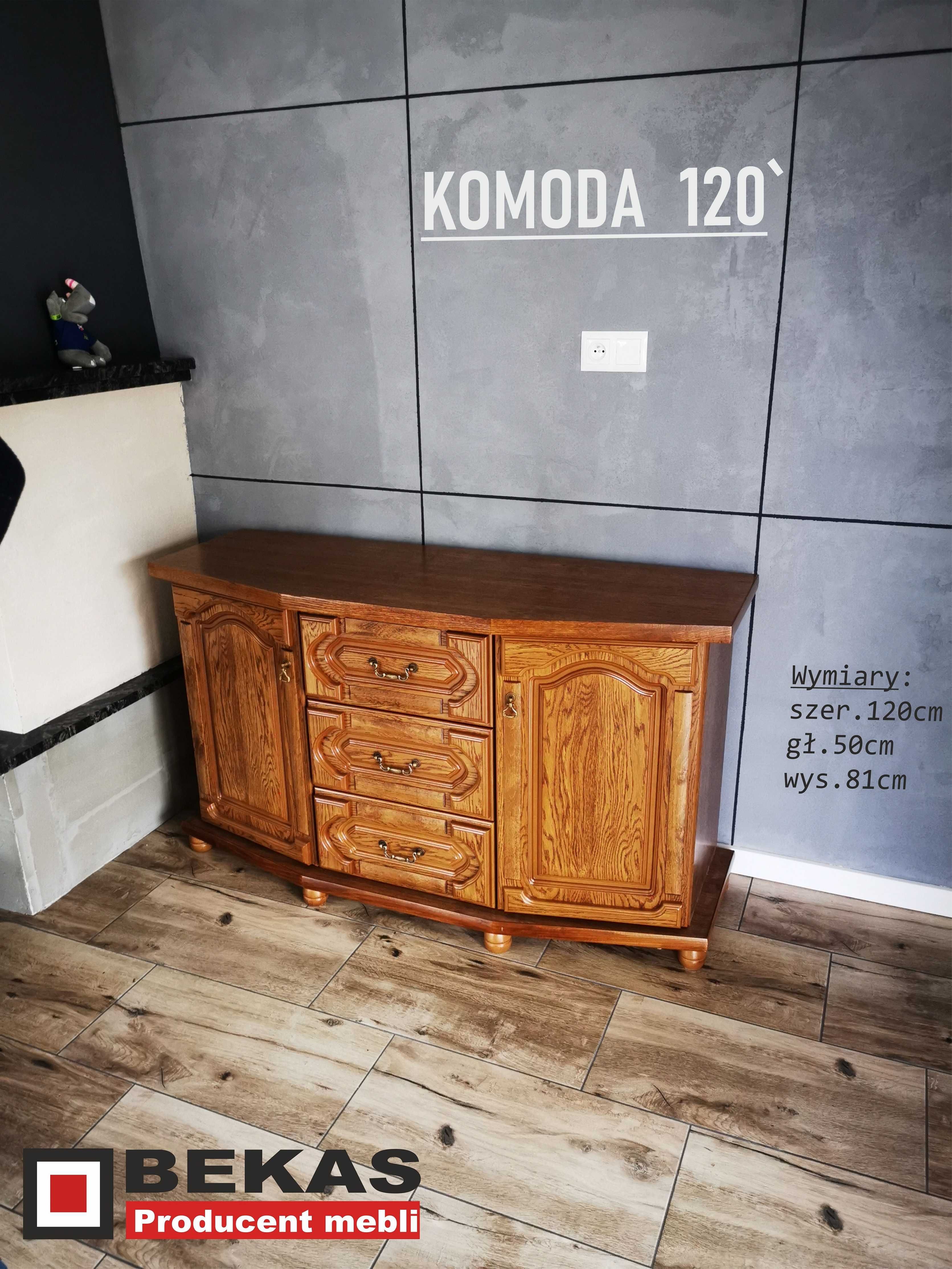 Stylowa Komoda 120` Dąb Rustikal Bekas Śliczna Producent BEKAS Meble