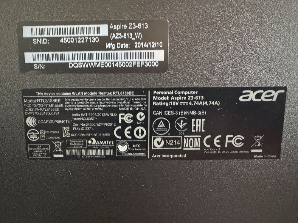 Acer Aspire Z3-613 моноблок