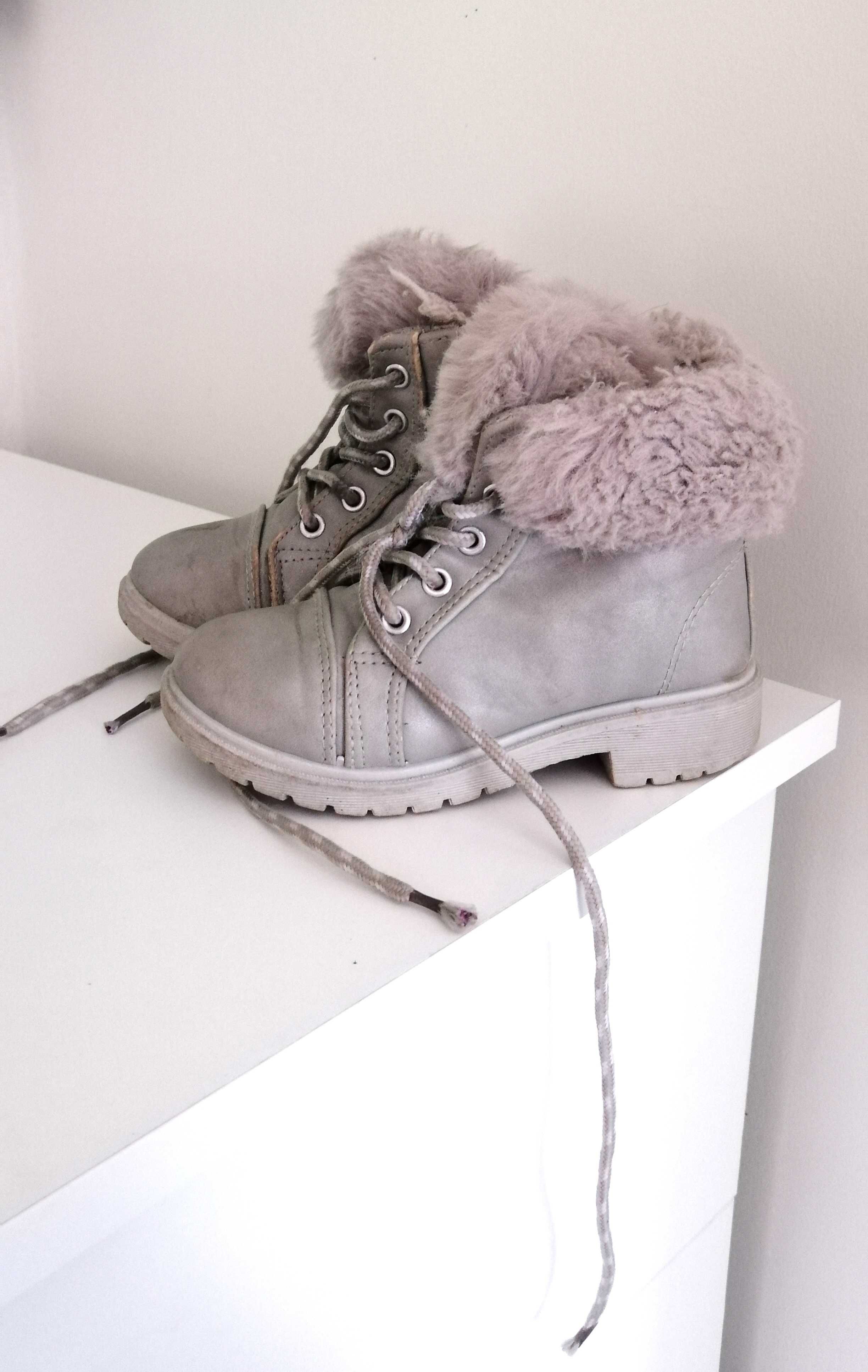zimowe buciki dziecięce buty botki trapery z futerkiem dziewczęce 27